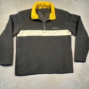 Vintage Y2K Tommy Hilfiger Men's Gray Fleece Quarter Zip Sweatshirt L Colorblock